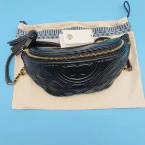 Brand new Tory Burch black coarse-textured waist bag